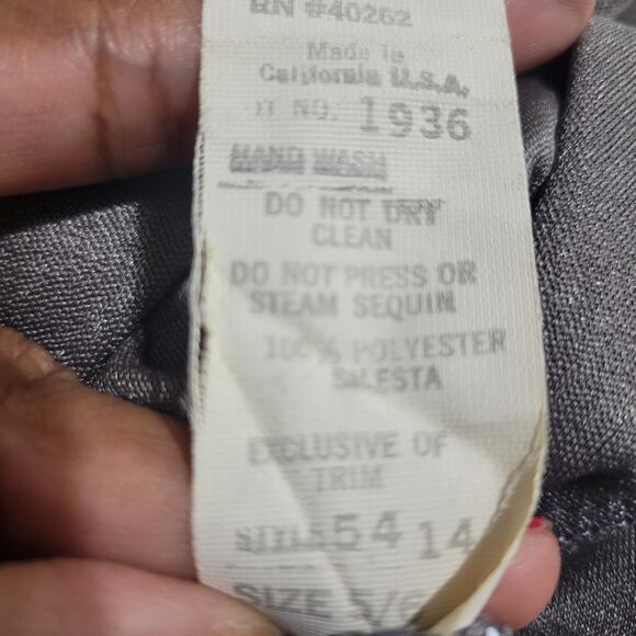 Vintage Climax One Shoulder Jumpsuit Gray Sequin Ruched Draped 70s Retro Small - Picture 7 of 15